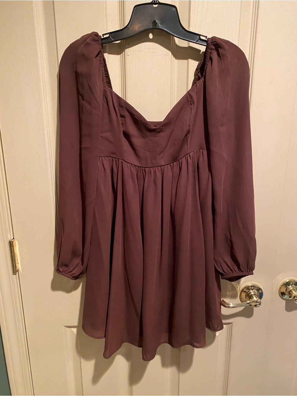 Abercrombie & Fitch Brown Smocked Sweetheart Neck Long Sleeve Dress XSP